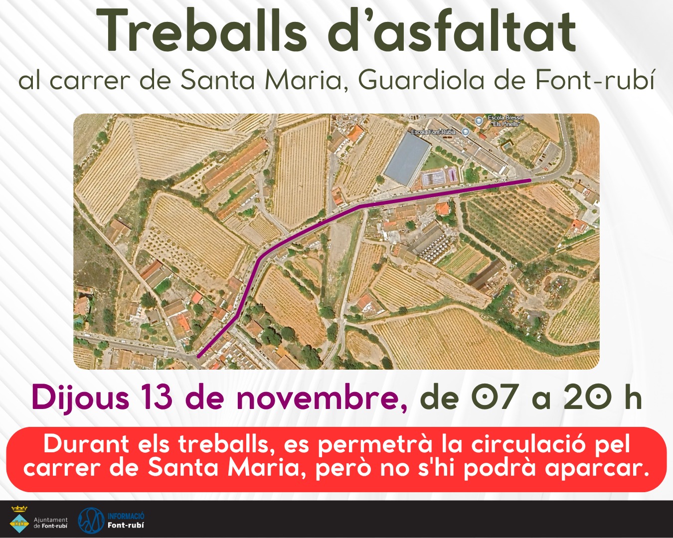 Treballs d'asfaltat al carrer de Santa Maria, Guardiola de Font-rubí