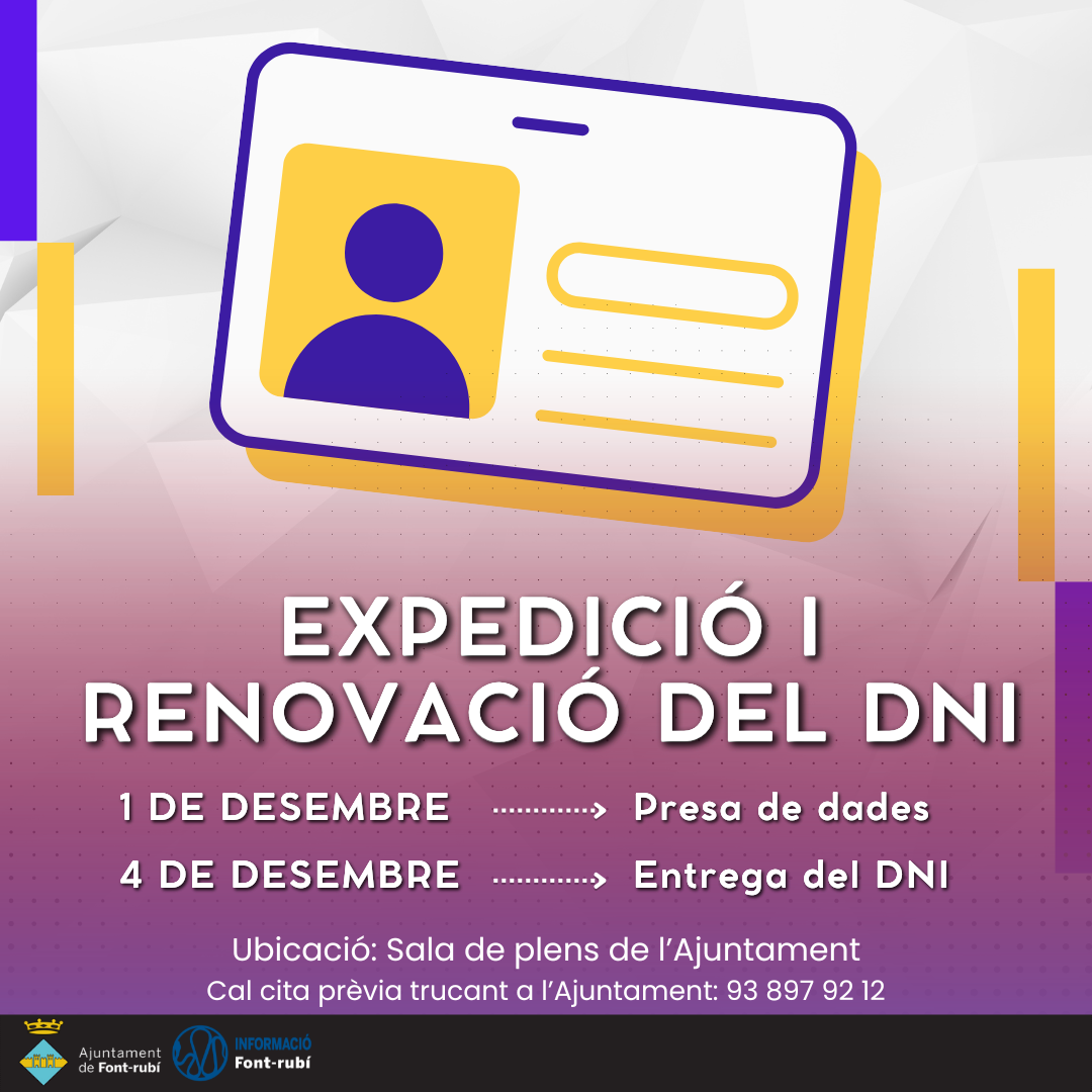 Expedició i renovació del DNI a Font-rubí